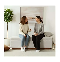 Maison Boucle Upholstered Storage Bench Ottoman, Lift-Top Bedroom End