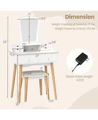 Sugift Vanity Desk Set with Adjustable Led Lighted Mirror