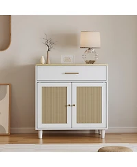 Clihome Wooden Pet House Sideboard, Farmhouse Buffet Cabinet with Storage, White