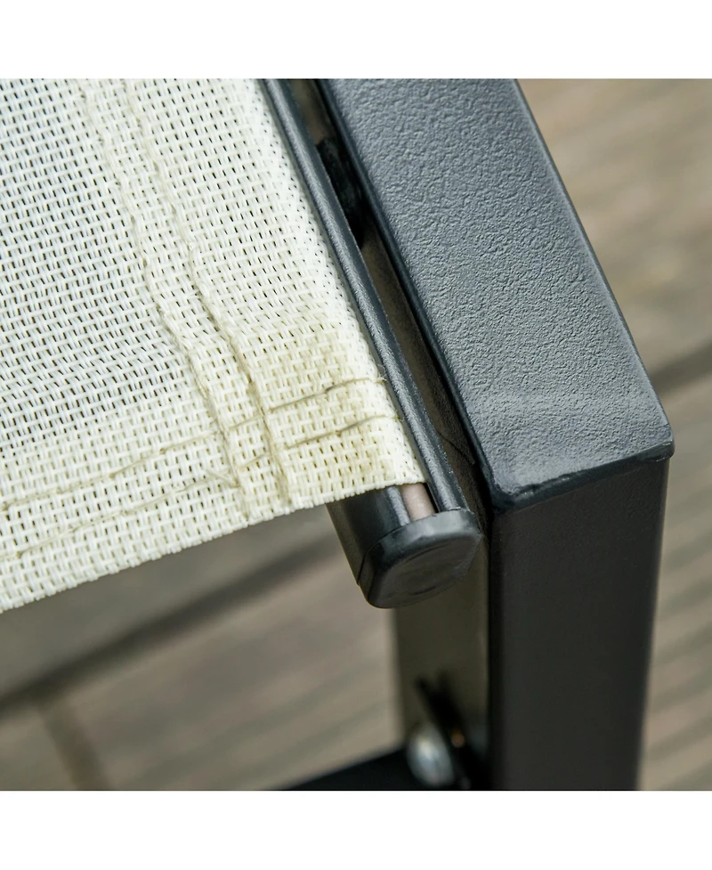 Clihome Outdoor Lounge Chair, Patio Lounger with 5-Position Reclining Backrest and 2 Wheels