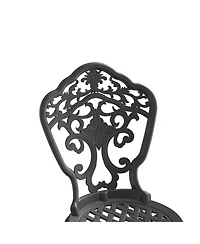 Clihome 2Pcs Patio Dining Chair Cast Aluminum Bistro Chairs with Frame