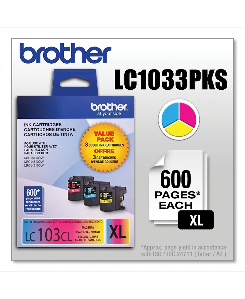 Brother Innobella Xl Series High Yield Ink Cartridge Pack, Includes Cyan, Magenta and Yellow Ink Cartridges