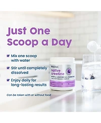 NativePath Creatine Monohydrate Powder with L-Leucine and L-Carnitine - Supports Muscle Health for Men and Women - 30 Servings