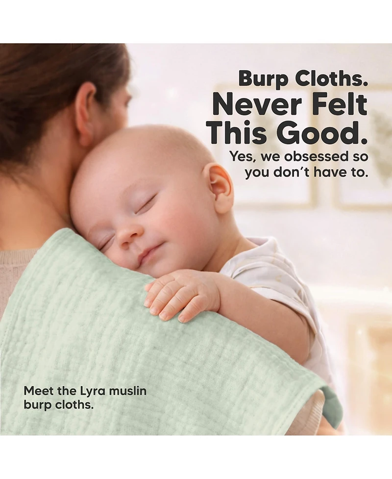 KeaBabies Kids 10-Pack Lyra Muslin Burp Cloths Boy, Girl, Soft Cotton Burping for Newborn 21"x10