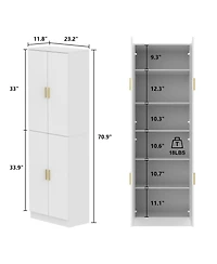 Homsee Modern Wooden Accent Bookcase, Sideboard, with Adjustable Shelves