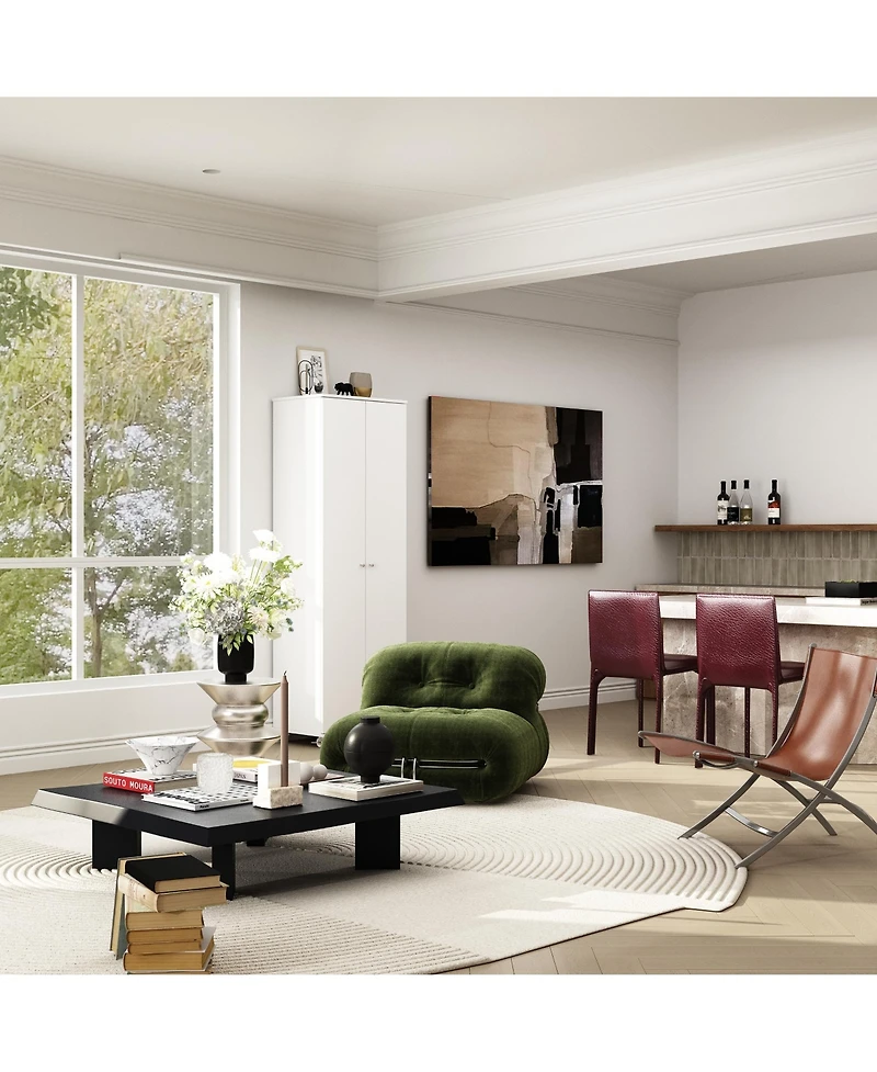 Homsee Wood Bookcase with Adjustable Shelves, 2 Door