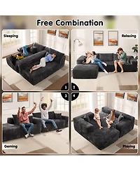 Xizzi 104" No Assembly Required Cloud Sectional Sofa, L-Shape Couch Chaise Lounge with Deep Seat and Wide Armrest for Living Room Bedroom