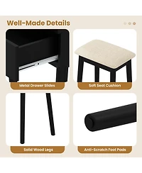 Sugift Compact Vanity Table Set with Led Mirror and Stool