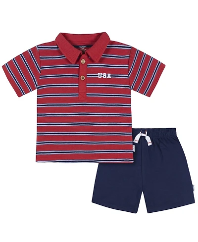 Gerber Baby Boys Collared Shirt and Short Set, 2-Piece