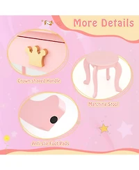 Sugift Kids Vanity Set with Tri Fold Lighted Mirror and Stool