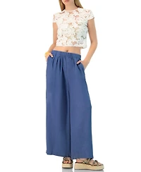 Ivonne Women's See-Through Embroidered Top