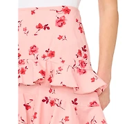 CeCe Women's Floral Tiered Mini Skirt