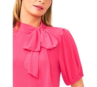 CeCe Women's Short-Sleeve Tie Neck Bow Detail Top