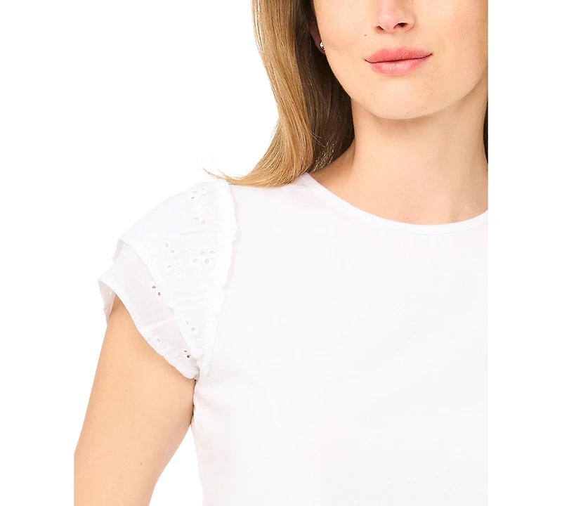 CeCe Women's Crewneck Cotton Knit T-Shirt