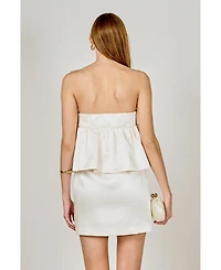 endless rose Women's Strapless Satin Mini Dress