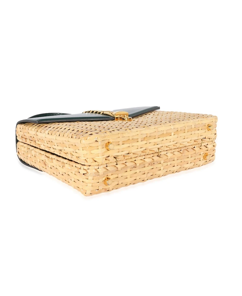 Pre-Owned Gucci Small Sylvie Wicker Top Handle Bag