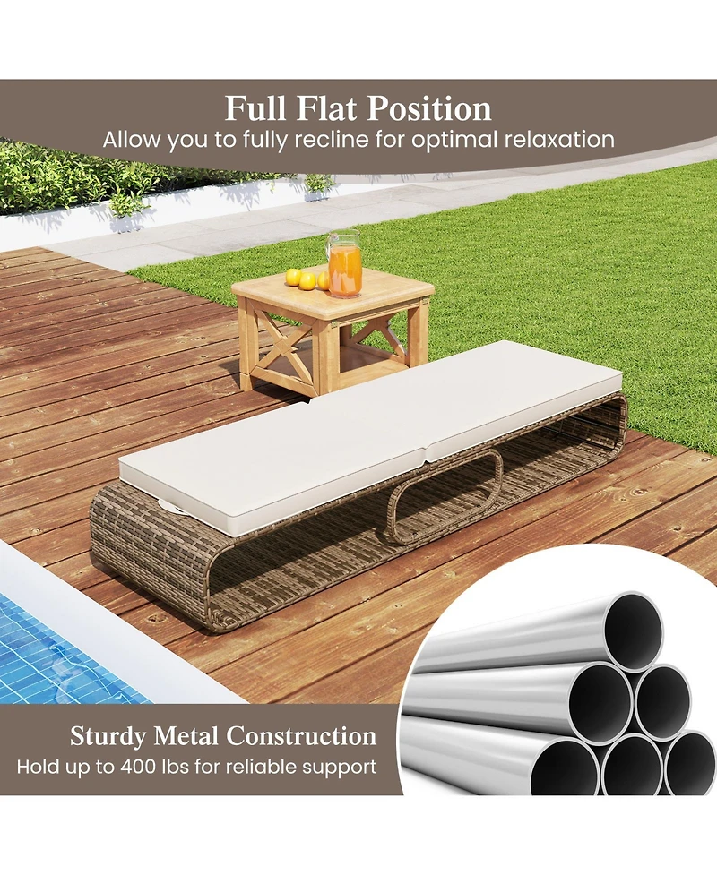 Gymax 2PCS Chaise Lounge Chair w/ Adjustable Backrest Cushion and Storage Outdoor