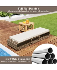 Gymax 2PCS Chaise Lounge Chair w/ Adjustable Backrest Cushion and Storage Outdoor