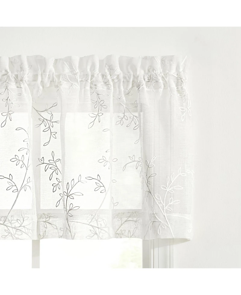 Ellis Curtain Brewster 100% Polyester Tailored Embroidered Sheer Rod Pocket Valances 70" x 15"
