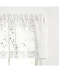 Ellis Curtain Brewster 100% Polyester Tailored Embroidered Sheer Rod Pocket Valances 70" x 15"
