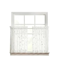 Ellis Curtain Chatham 100% Polyester Embroidered Sheer Rod Pocket Tiers 70" x 24"