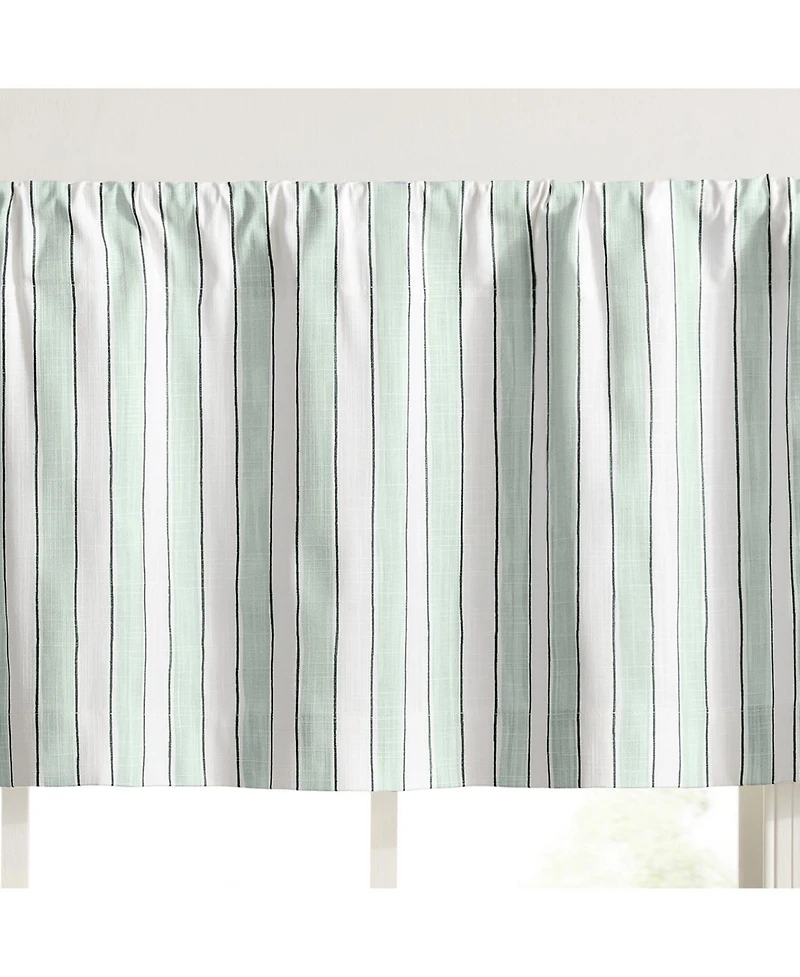 Ellis Curtain Saratoga Stripe 100% Cotton Tailored Rod Pocket Valance 50" x 16"