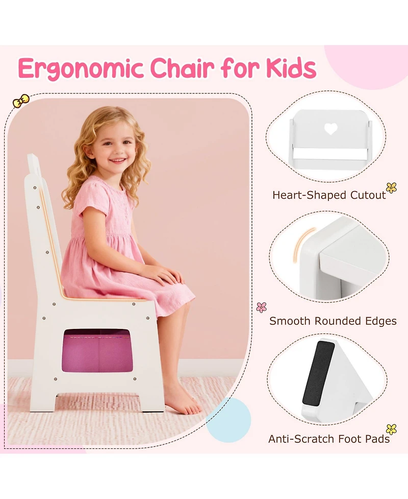 Sugift Kids Vanity Desk with Mirror and Lights Dressing Table Set