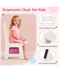 Sugift Kids Vanity Desk with Mirror and Lights Dressing Table Set