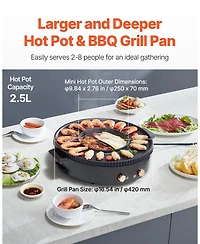 Ecooso Electric Hot Pot with Grill, Dual Temperature Control, Nonstick Pan, Serves