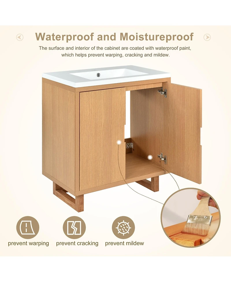 Busdays 30" Bathroom vanity Set with Sink, Combo Cabinet, Bathroom Storage Cabinet, Solid Wood Frame