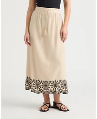 Ellen Tracy Women's Pull On Skirt with Scallop Embroidered Hem