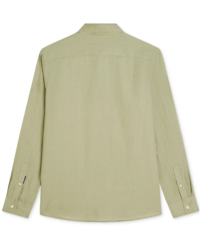 Scotch & Soda Men's Long-Sleeve Regular-Fit Linen Collared Shirt