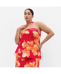 City Chic Women's Soiree Print Frill Detail Top