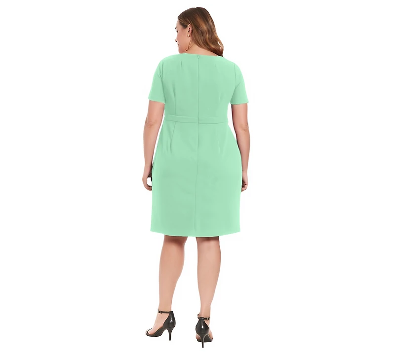 London Times Plus Bow-Neck Sheath Dress