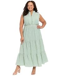 London Times Plus Sleeveless Slit Neck Maxi Dress