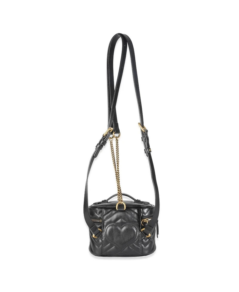 Pre-Owned Gucci Black Calfskin Matelasse Mini Gg Marmont Round Backpack