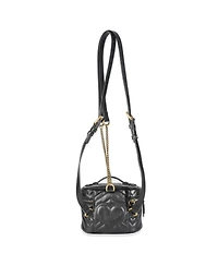 Pre-Owned Gucci Black Calfskin Matelasse Mini Gg Marmont Round Backpack