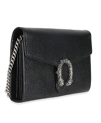 Pre-Owned Gucci Black Dollar Calfskin Dionysus Chain Wallet