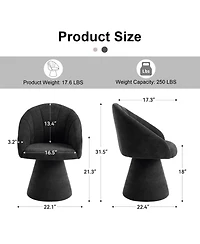 Rainsken Swivel Accent Chair, Chenille Fabric Upholstered Armchair with Curved Backrest and High Cylindrical Base for Living Room, Bedroom