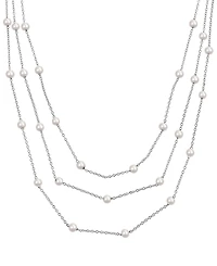 Macy's Cultured Freshwater Pearl Layered Necklace in Sterling Silver