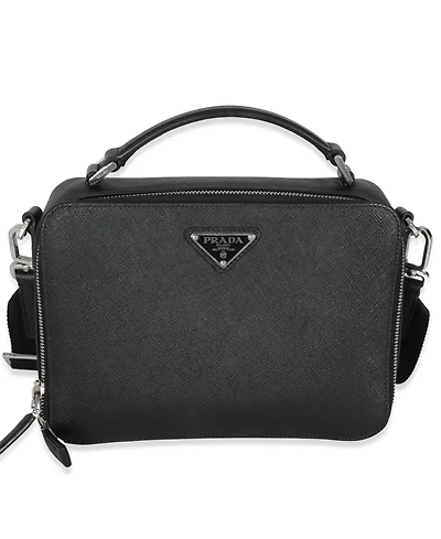 Pre-Owned Prada Black Saffiano Medium Brique Crossbody Bag