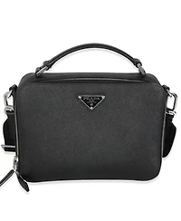 Pre-Owned Prada Black Saffiano Medium Brique Crossbody Bag