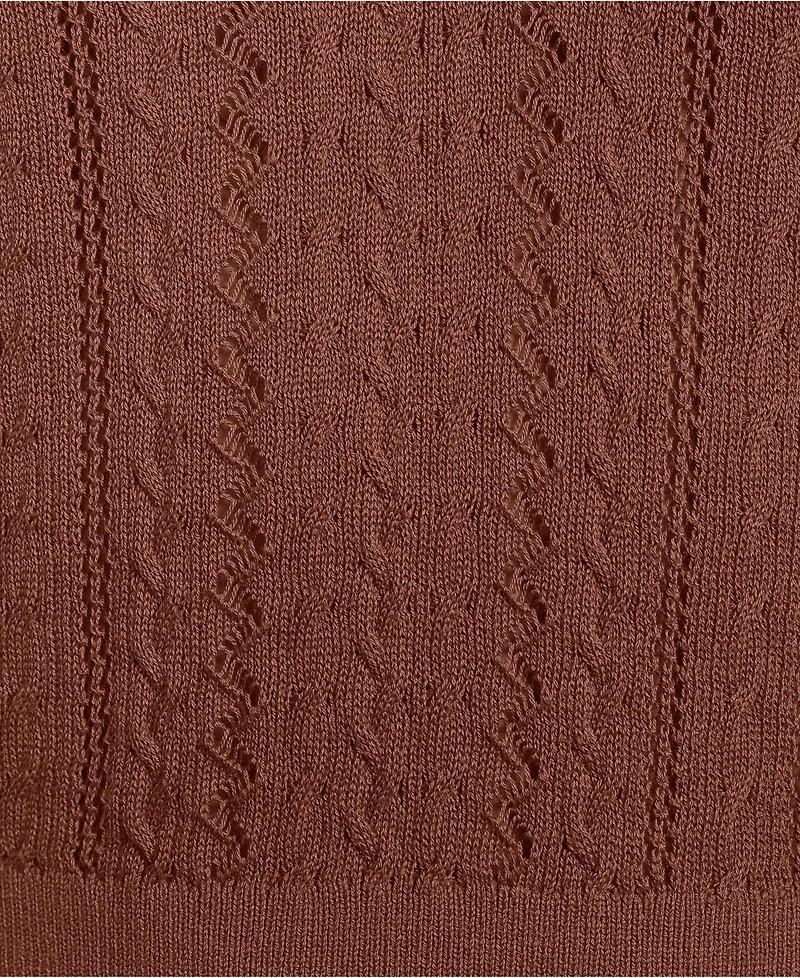 Lands' End Women's Fine Gauge Cotton Pointelle Polo Sweater