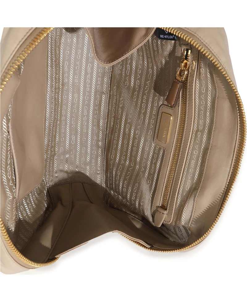 Pre-Owned Prada Beige White Re-Nylon Saffiano Medium Re-Edition 1978