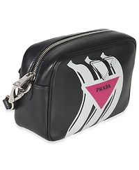 Pre-Owned Prada Black Pink Calfskin Banana Logo Crossbody Bag