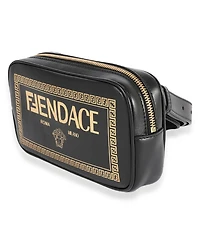 Pre-Owned Fendi x Versace Fendace Black Logo Print Camera Case