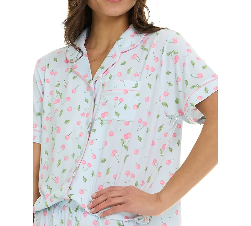 Flora by Nikrooz Women's Short-Sleeve Top and Pajama Pants, 2-Piece Set