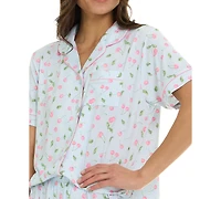 Flora by Nikrooz Women's Short-Sleeve Top and Pajama Pants, 2-Piece Set
