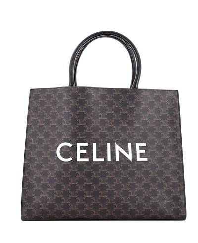 Pre-Owned Celine Horizontal Logo Cabas Tote Triomphe Coated Canvas