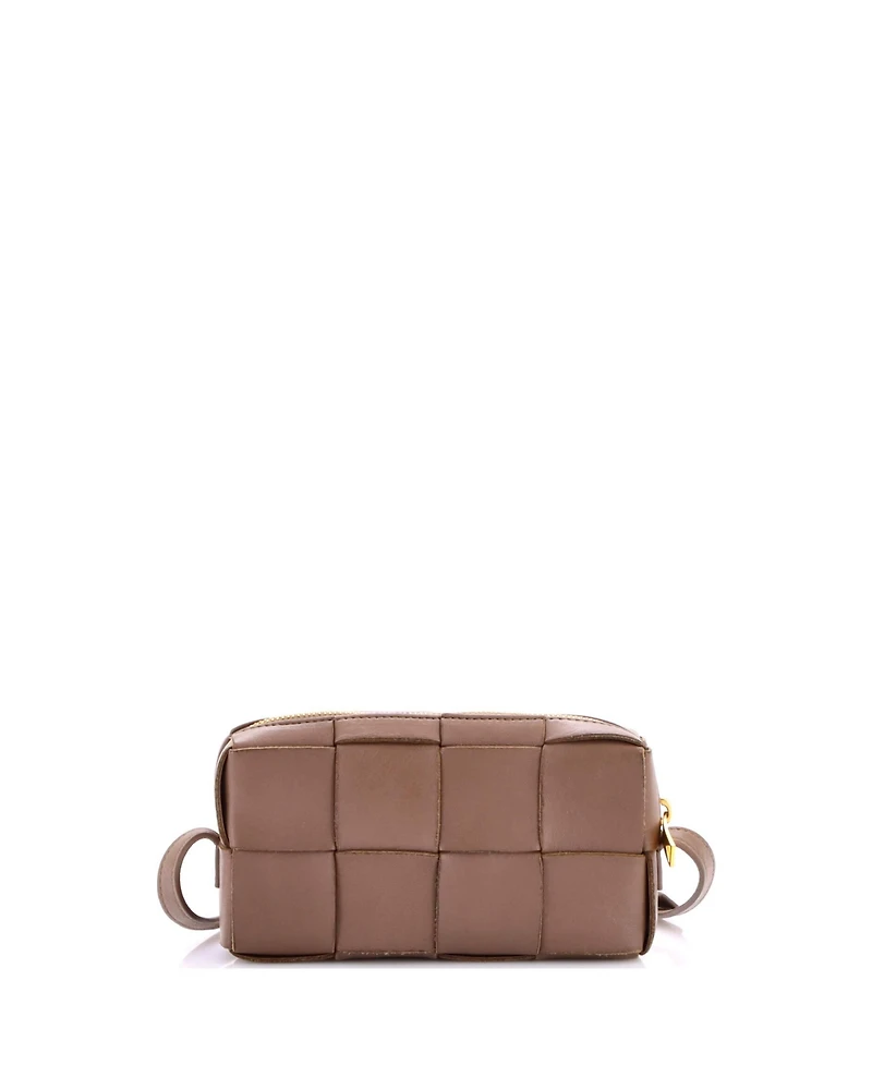 Pre-Owned Bottega Veneta Mini Cassette Zip Phone Crossbody Bag Maxi Intrecciato Leather